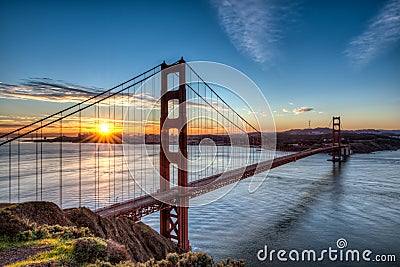 Golden Gate Bridge at Sunrise Stock Photo