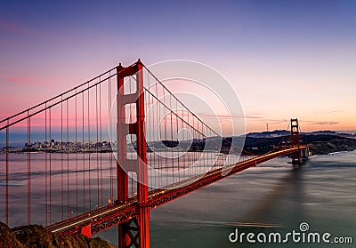 Golden Gate Bridge at Sunset Stock Photo