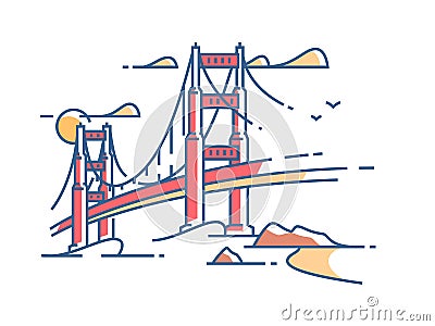 Golden Gate Bridge Vector Illustration