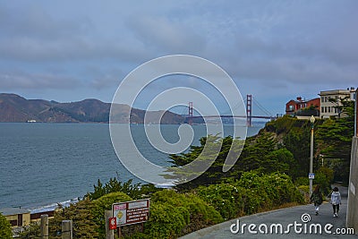 San Francisco bridge Golden gate beautiful clouds Editorial Stock Photo
