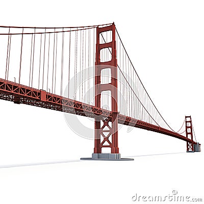 Golden Gate Bridge on white. 3D illustration Cartoon Illustration