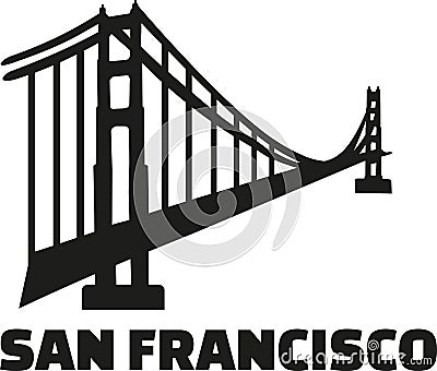 Golden gate bridge with word San Francisco Vector Illustration