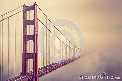 Golden Gate Into the Fog Stock Photo