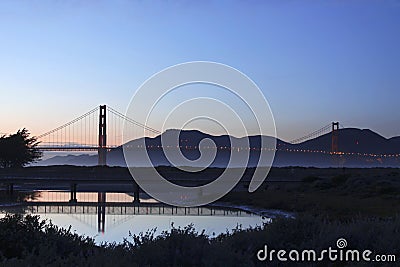Golden Gate Night Stock Photo