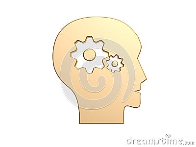 Golden gear brain head Stock Photo