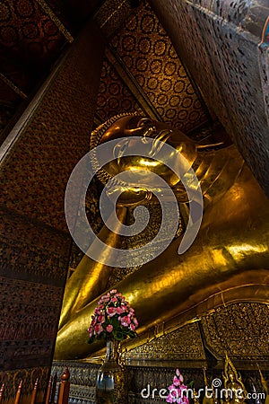 Reclining Buddha at Wat Pho Buddhist Monastry Stock Photo