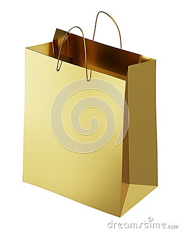 golden gift cardboard bag with handles for shopping Stock Photo