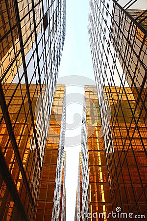 Golden Glass Building Stock Photo