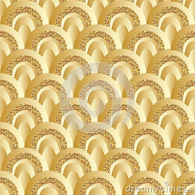 Golden glitter circle half style seamless pattern Vector Illustration