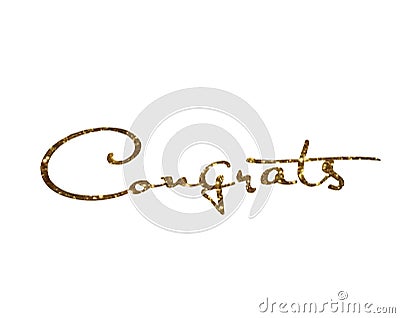 Golden glitter isolated hand writing word Congrats Vector Illustration