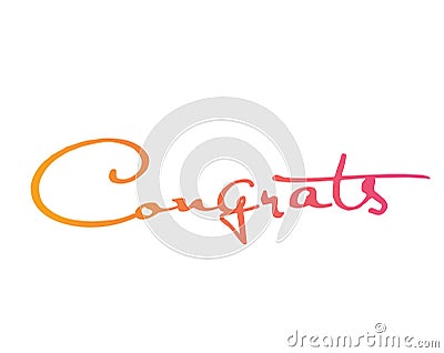 Golden glitter isolated hand writing word Congrats Vector Illustration