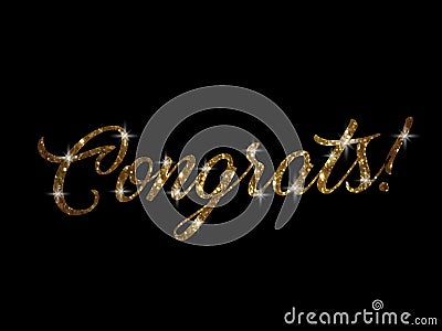 Golden glitter of isolated hand writing word CONGRATS Vector Illustration