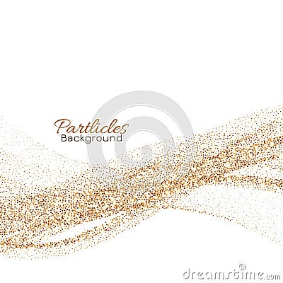 Golden glitter particles flowing background Vector Illustration