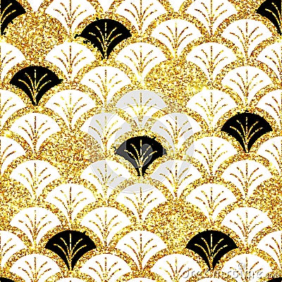 Golden Glitter shining glamour seamless carnival pattern Stock Photo