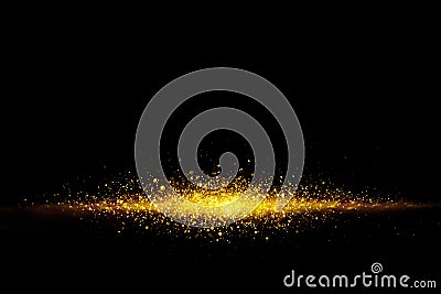 Golden glitter spatter are bokeh lighting texture blurred abstract background for anniversary celebration Stock Photo