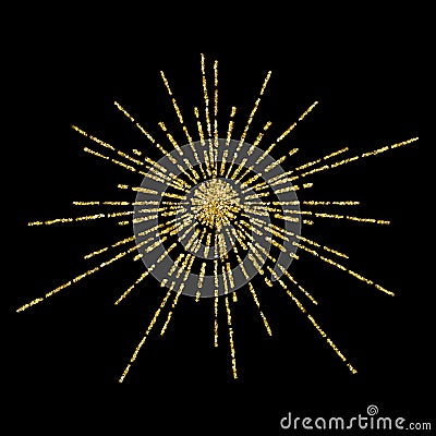 Golden glittering beams template Stock Photo