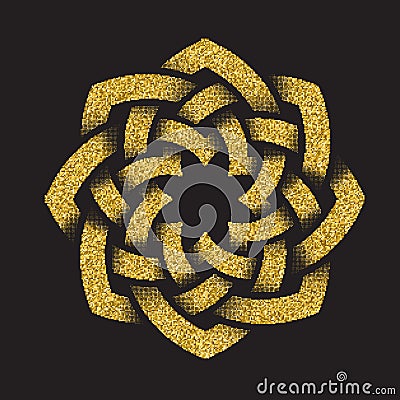 Golden glittering logo template in Celtic knots style Vector Illustration