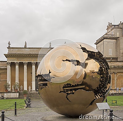 Golden Globe by sculptor Arnaldo Pomodoro Editorial Stock Photo