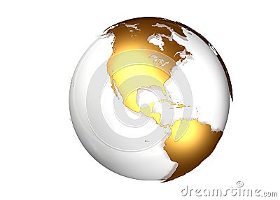 Golden globe with view North and South America Stock Photo