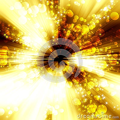 Golden glowing background with stars and circles Stock Photo