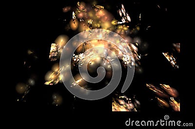 Golden glowing fractal background. Fantasy fractal texture. Digital art. 3D rendering. Computer generated image Stock Photo