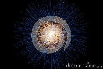 Golden glowing radial lines, magical lines, 3d rendering Cartoon Illustration