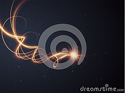 Golden shiny spiral lines effect holiday vector background. EPS10 Vector Illustration