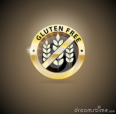 Golden gluten free icon Vector Illustration