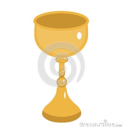 Golden goblet icon. Gold Cup, flat style. Wine goblet on white background. Chalice logo. Vector illustration Vector Illustration