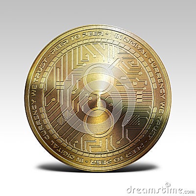 Golden golem coin isolated on white background 3d rendering Cartoon Illustration