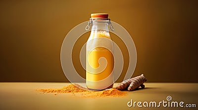 Golden goodness in a bottle, turmeric elixir for a healthy journey. Stock Photo