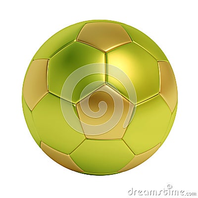 Golden and green soccer ball isolated on white background Stock Photo