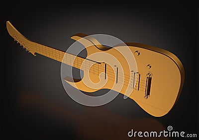 Golden guitar on a black Stock Photo