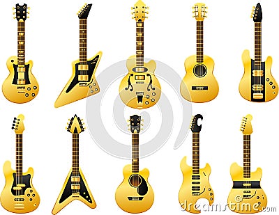 Golden guitars Vector Illustration