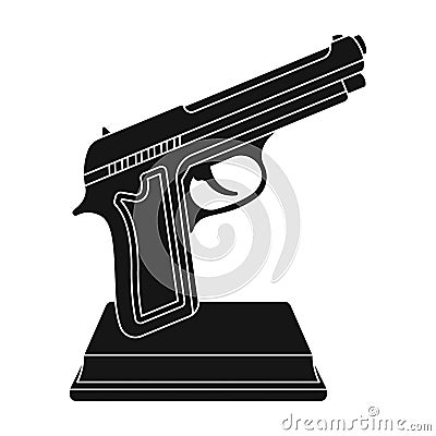 Golden gun on a stand.Award for best crime film.Movie awards single icon in black style vector symbol stock illustration Vector Illustration