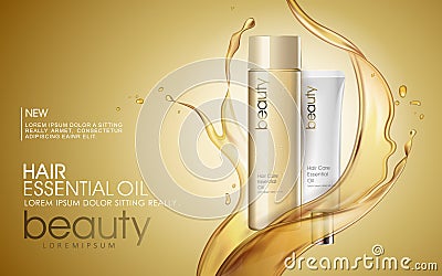 Golden hair oil ads Cartoon Illustration