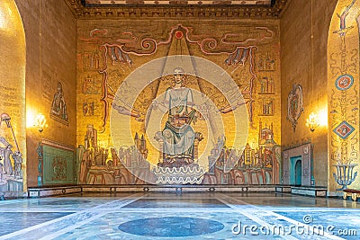 Golden hall in Stadshuset or the city hall in Stockholm, Sweden Editorial Stock Photo
