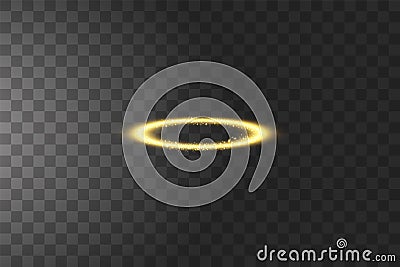 Golden halo angel ring. Isolated on black background, vector illustration Vector Illustration