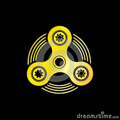 Golden Hand Spinner Emblem Vector Illustration