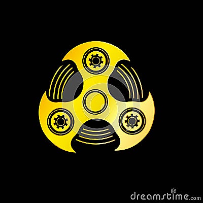 Golden Hand Spinner Emblem Vector Illustration