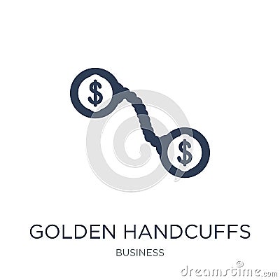 Golden handcuffs icon. Trendy flat vector Golden handcuffs icon Vector Illustration