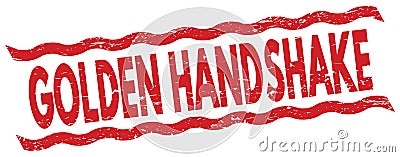 GOLDEN HANDSHAKE text on red lines stamp sign Stock Photo