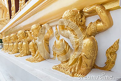 Golden Hanuman statues. Stock Photo