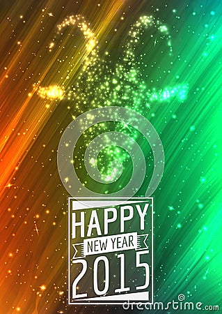 Golden 2015 Happy New Year greeting card with Vector Illustration