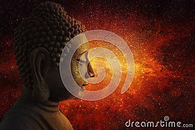 Golden head of Buddha Stock Photo