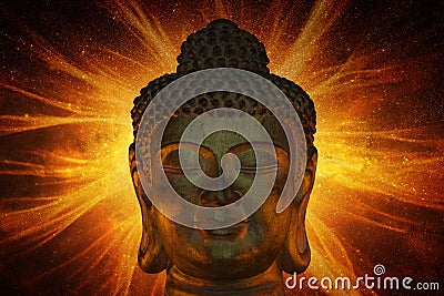 Golden head of Buddha Stock Photo