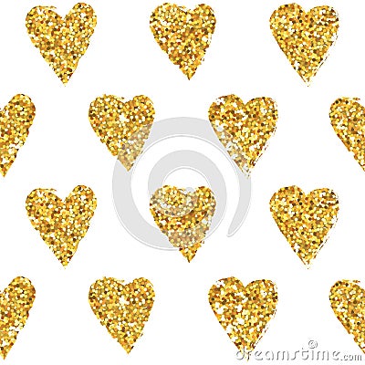 Golden Heart Glitter Background Vector Illustration