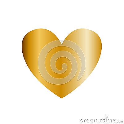 Golden heart icon, clip art isolated on white background. Gold heart sign, symbol of love Stock Photo