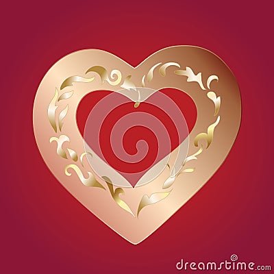 Golden heart Vector Illustration