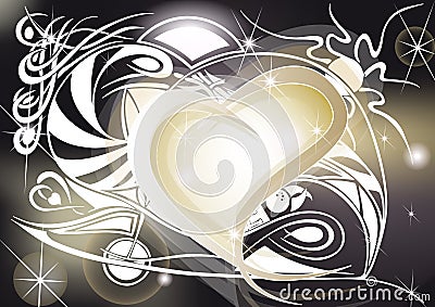 Golden heart with tribal designs Stock Photo